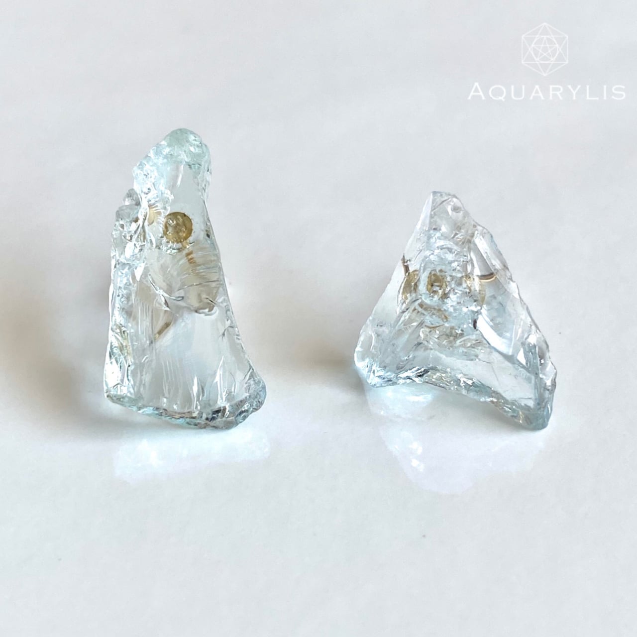 【高級】天然 アクアマリン ピアス k18 17.5*7mm