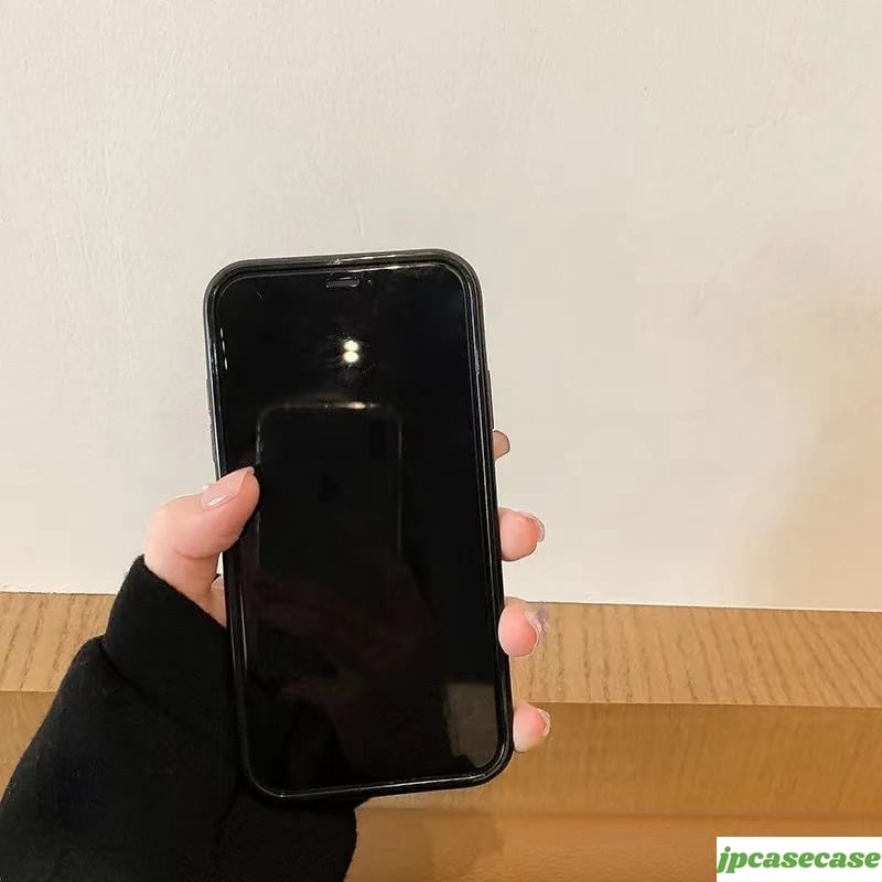 iPhone 12ProMax~7ケース・スマホケース ハートソケット付き 黒 シック