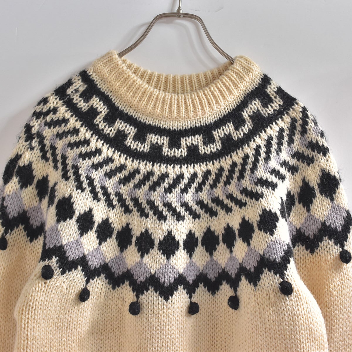 80~90s Glowe Puppet ポンポンデザイン ロピセーター 求心ニット ヴィンテージ 北欧 セーター ノルディックニット ビンテージ レディースL~XL相当