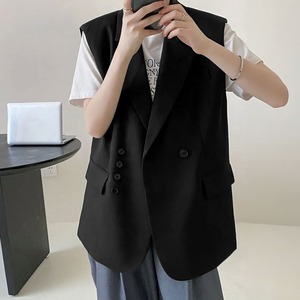 ベスト テーラード ジレ レディース 春 夏 秋 韓国 ノースリーブ ジャケット 大人 カジュアル きれいめ シンプル 通勤 ビジネス オフィス フォーマル 体型カバー ライトアウター 大人可愛い 大人女子