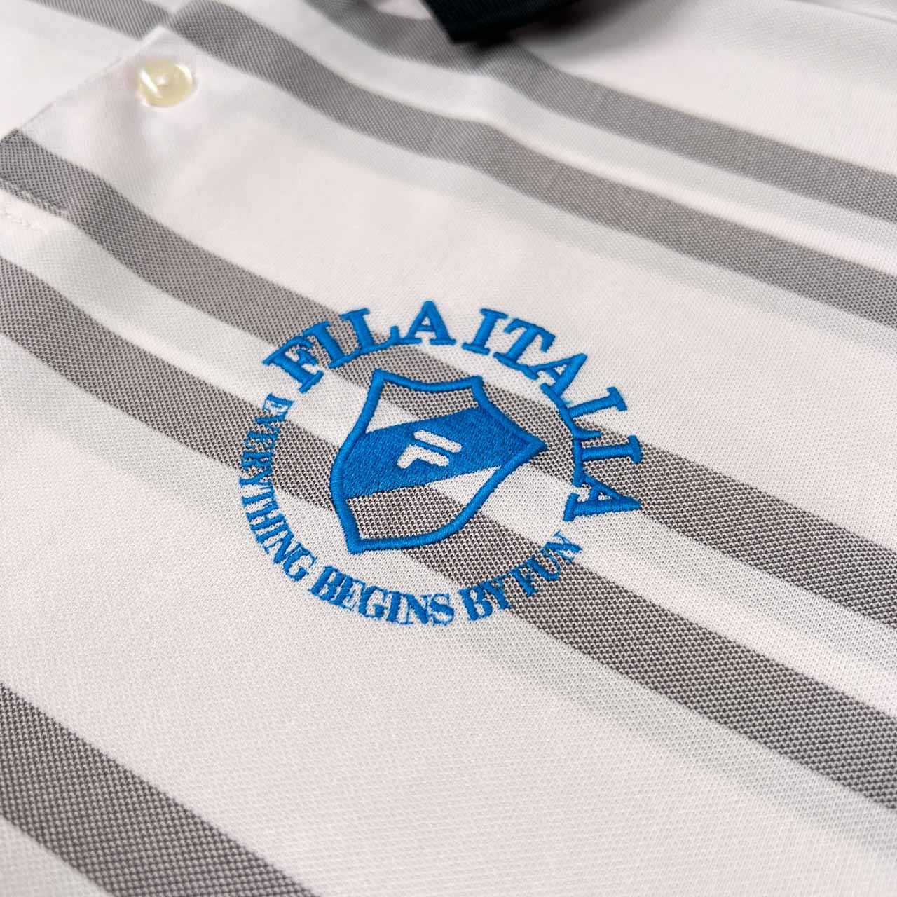 FILA GOLF フィラ ゴルフ ボーダー柄 半袖 ドライ ポロシャツ サイズ 3L /メンズ/ゴルフ/ホワイト×グレー×ブルー