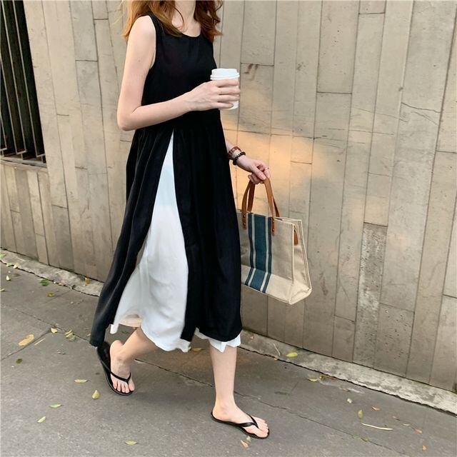 ワンピース サイドスリットワンピース ラウンドネック ノースリーブ ミモレ丈 ロングワンピース モノトーン シンプル レイヤード フェミニン きれいめカジュアル カジュアル 夏 春 Op 1046 Y Happy Orurea ハッピーオルレア ワンピース サイドスリットワンピース ラウンドネック ノースリーブ ミモレ丈 ロングワンピース モノトーン シンプル レイヤード フェミニン きれいめカジュアル カジュアル 夏 春 Op 1046 Y Happy Orurea ハッピーオルレア