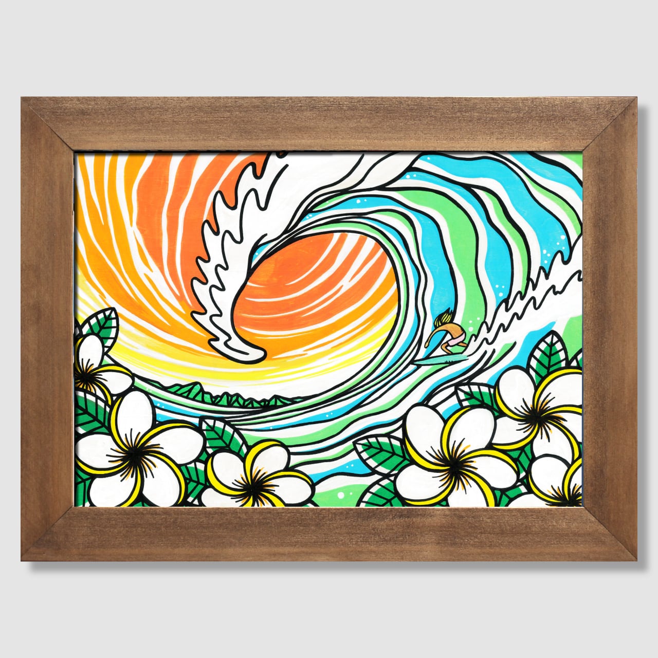 原画】Wood Panel A3 Size（Sunset Barrel）with Frame | TAMO ART GALLERY