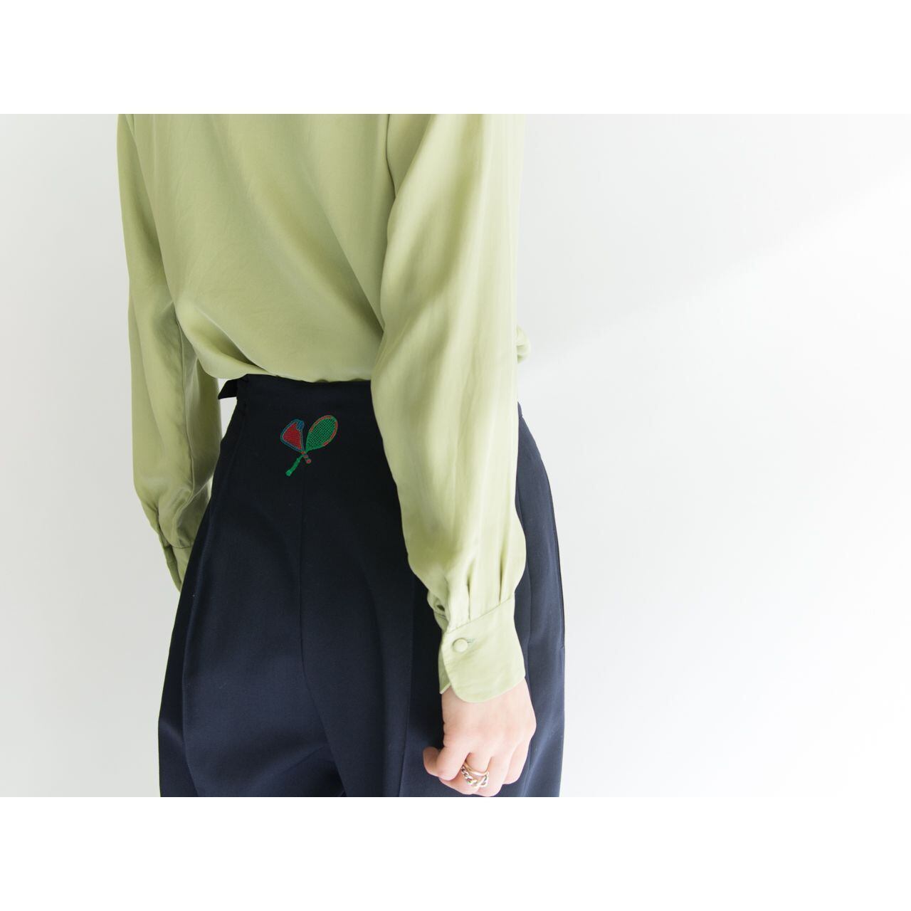 【Les Copains】Made in Italy high waist wool trousers pants（レコパン イタリア製 ハイウエストトラウザーズ ウールパンツ) 1d