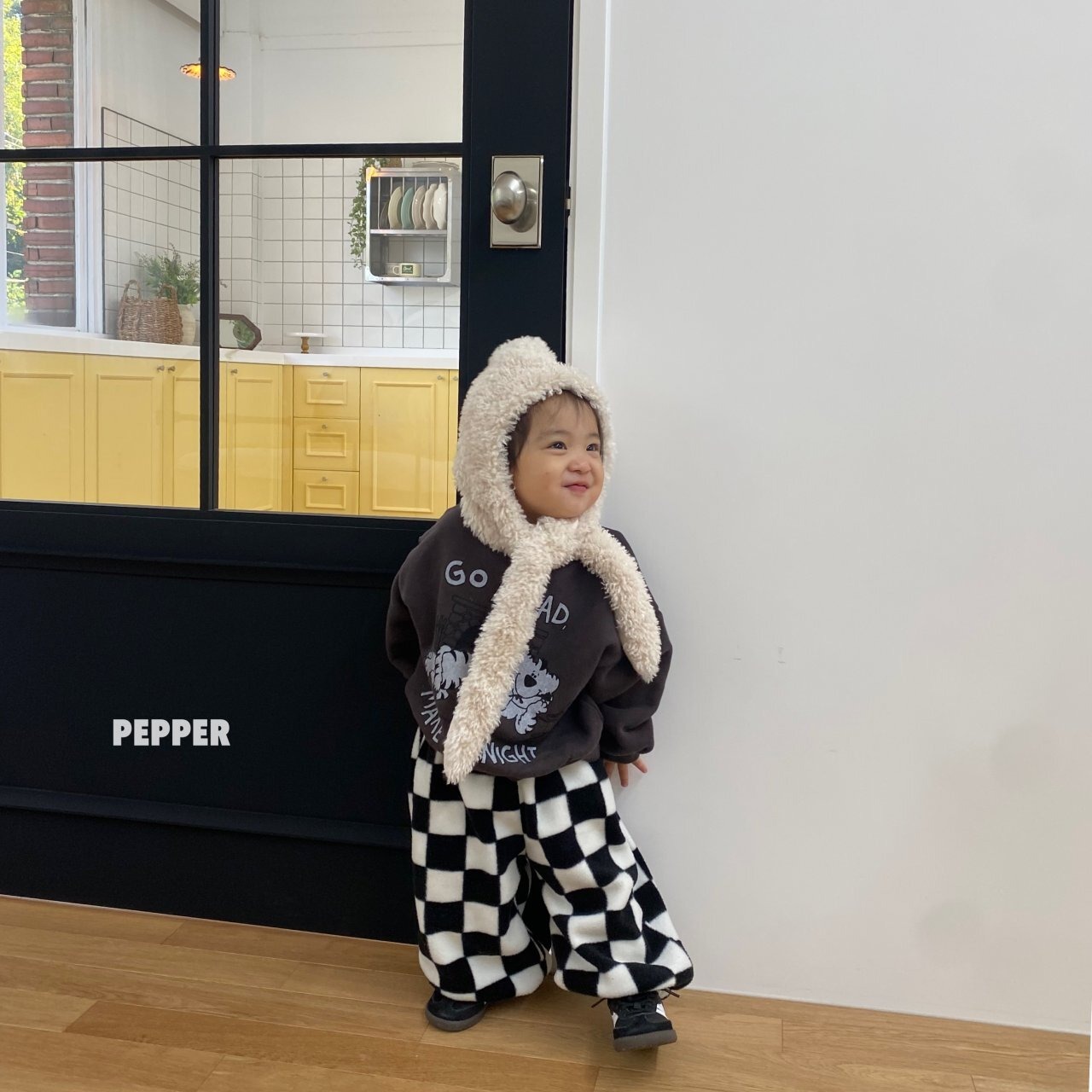 【Pepper】ネコスウェット  チャコール 80〜120cm 241121 - 5