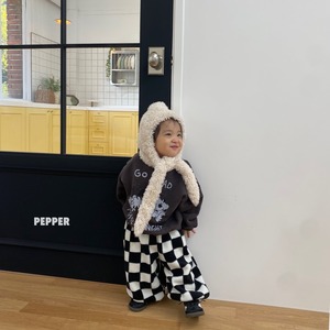 【Pepper】ネコスウェット  チャコール 80〜120cm 241121