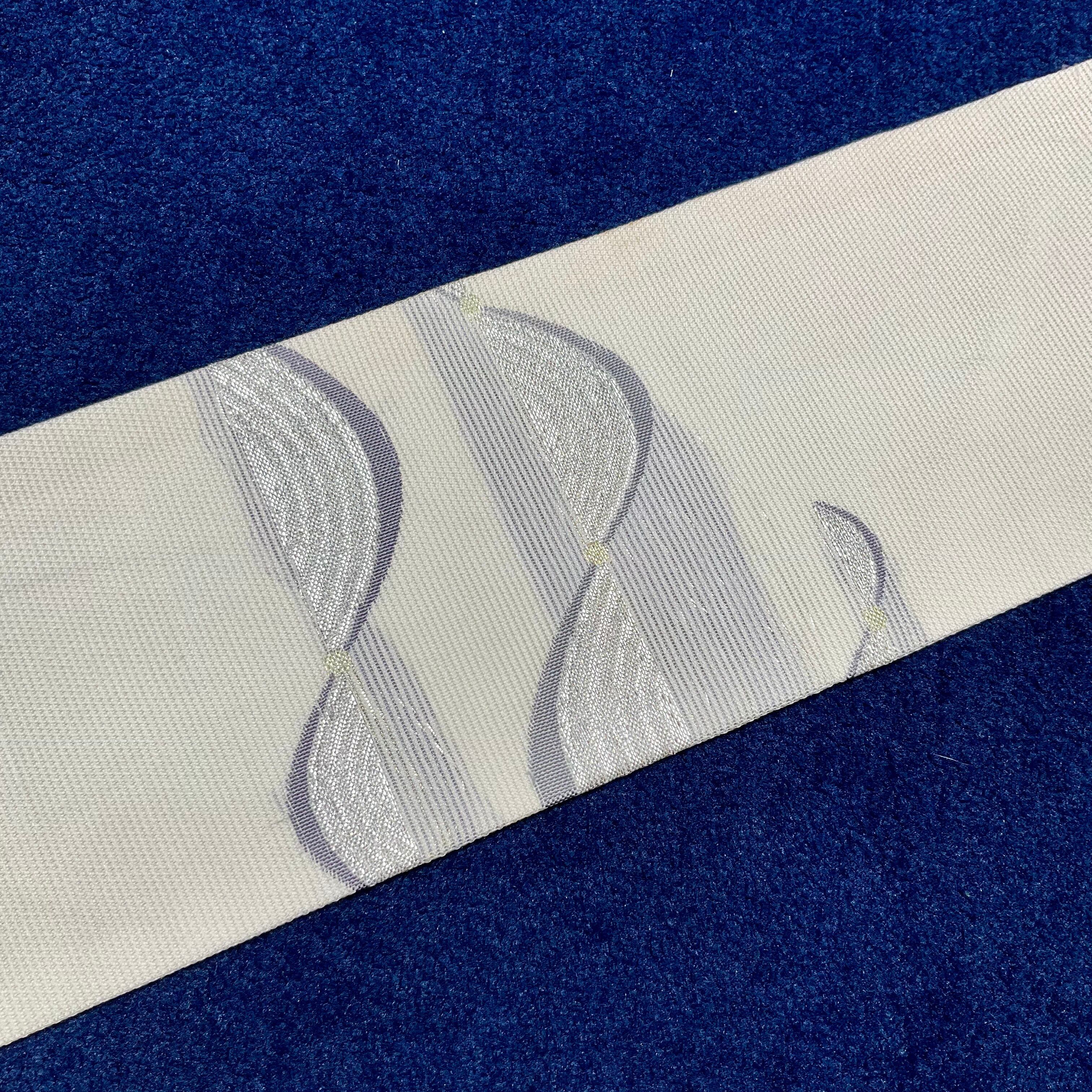 white wave＊夏帯 波 風車 風 ホワイト シルバー グレー 白 銀 名古屋