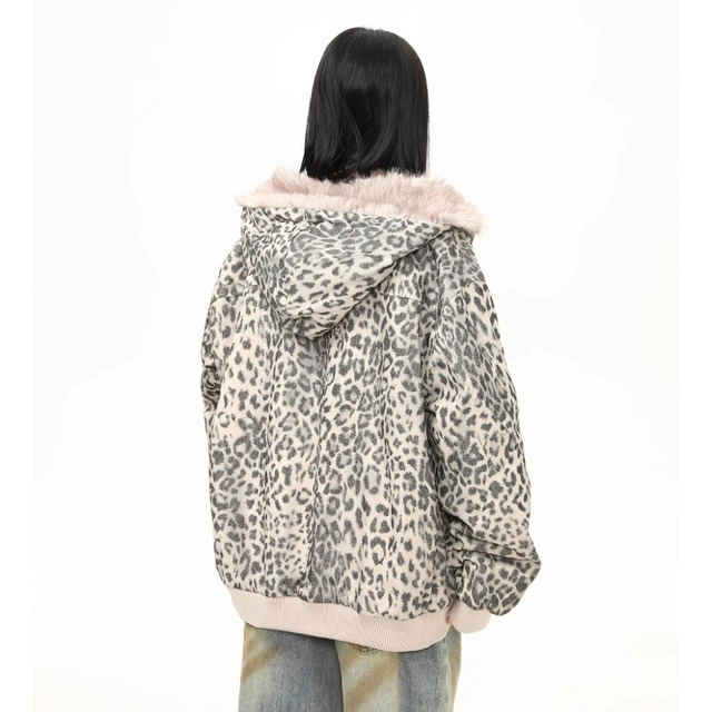 leopard fur design jacket　レオパードファーデザインジャケット　J1550