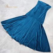 フラダンス 衣装 ワンピース ドレス アレミティ ブルー系 POERAVA BY AREMITI 日本製 ベロア チューブトップ ワンカラー 無地 きれい 上品 高級感 かわいい 華やか 鮮やか ピーコックグリーン ハワイアン アロハ フラ ダンス レッスン