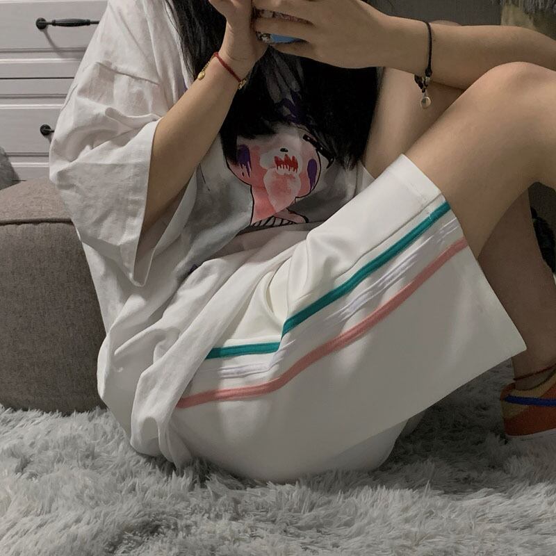 サマールーズショーツ スタイルカラーストライプカジュアルパンツ レディースハイウェストウェスト 夏物 ブルマー ケッペル25879397359