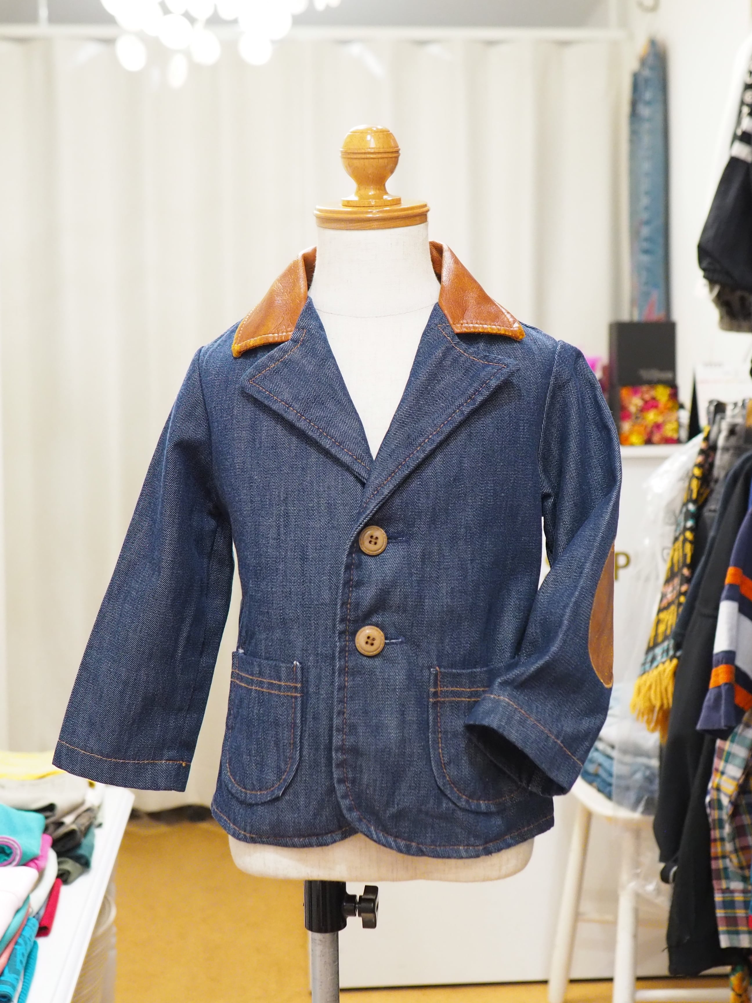 90-100㎝ Health-tex デニム/レザーパッチ ジャケット 70年代 80 90-100㎝ Health-tex デニム/レザーパッチ ジャケット 70年代 80