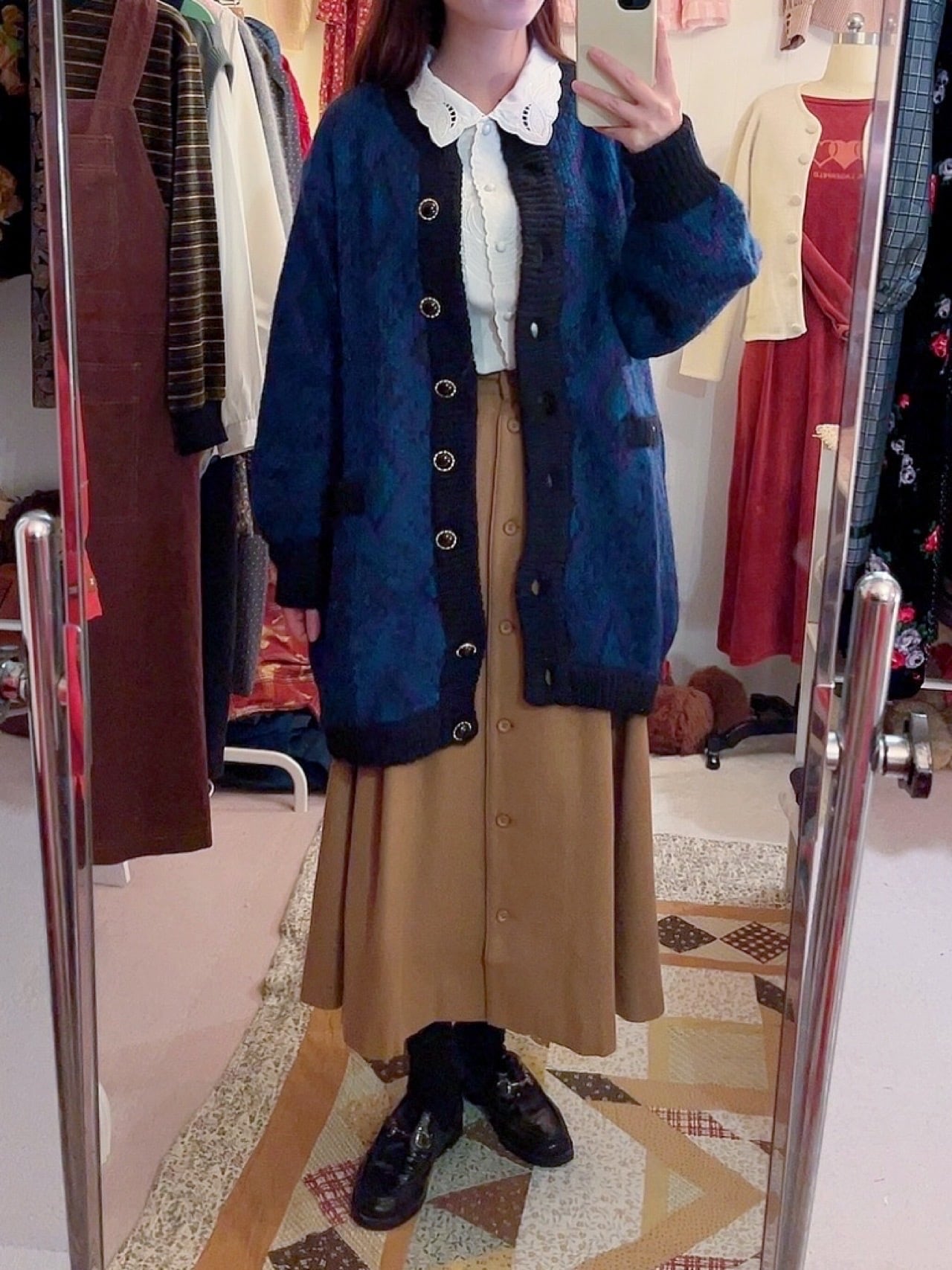 blue diamond liner knit cardigan