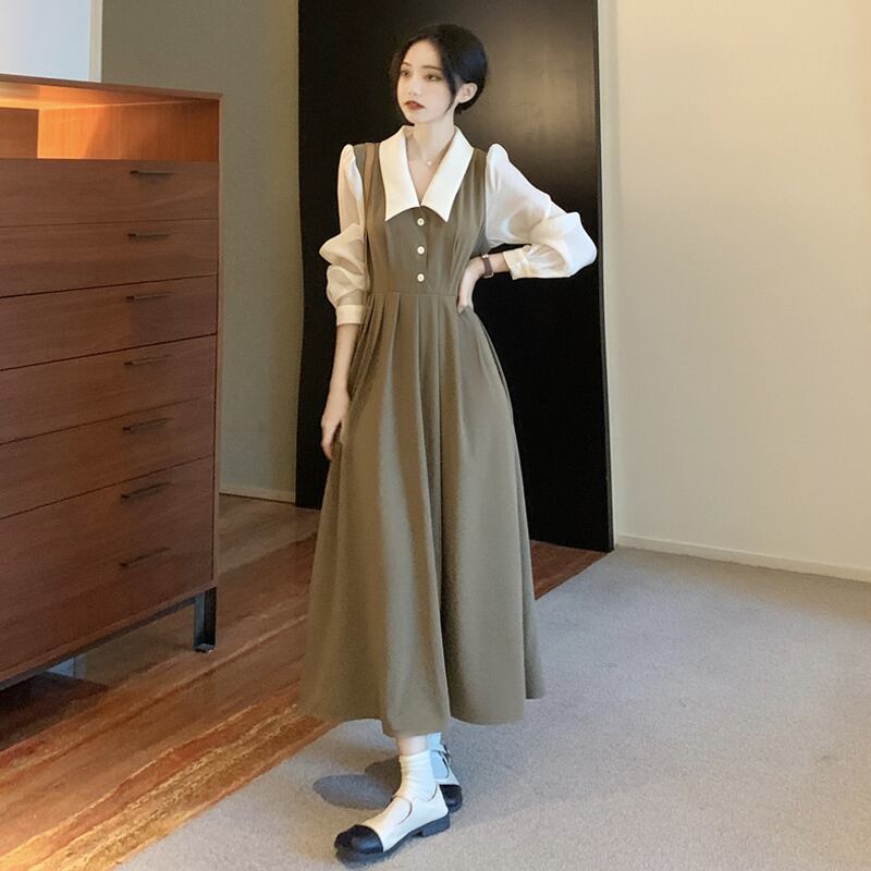 ロングドレス スプリングオータムスカート 春物 秋物 試着室168987084