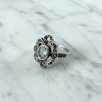 シルバーリング　ブルートパーズ天然石　18号　花型　シルバ−925