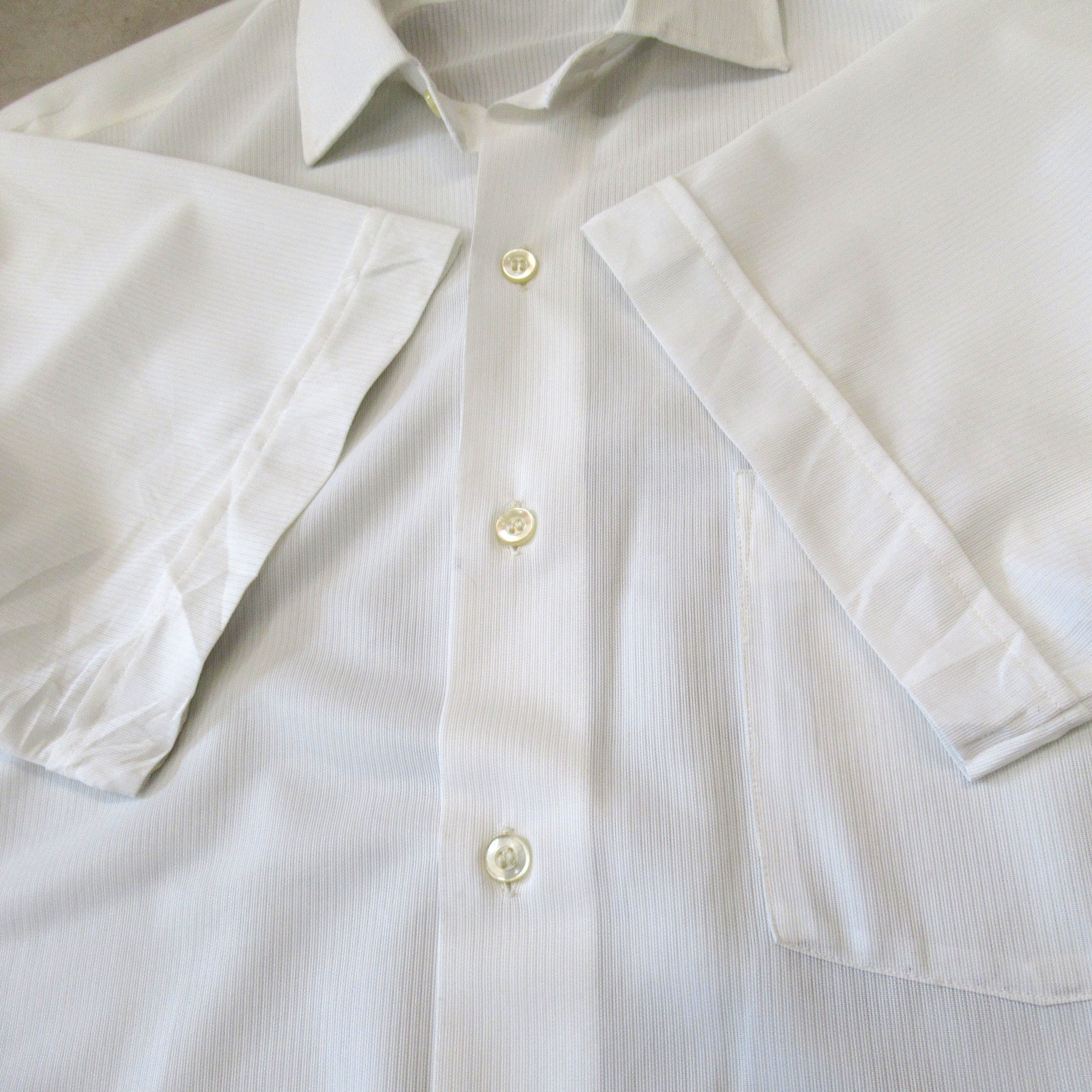 60S ARROW S/S Poly White Shirt【About 15 1/2】 | drop by