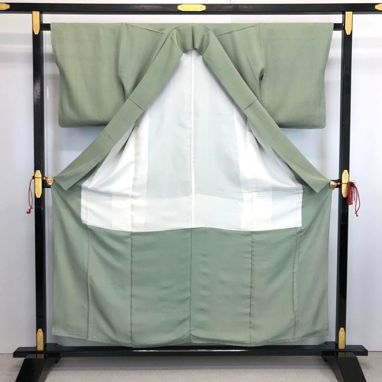 色無地 幻の染 岩石染 作家物 暈し 灰緑色 ガード加工 K-3355  