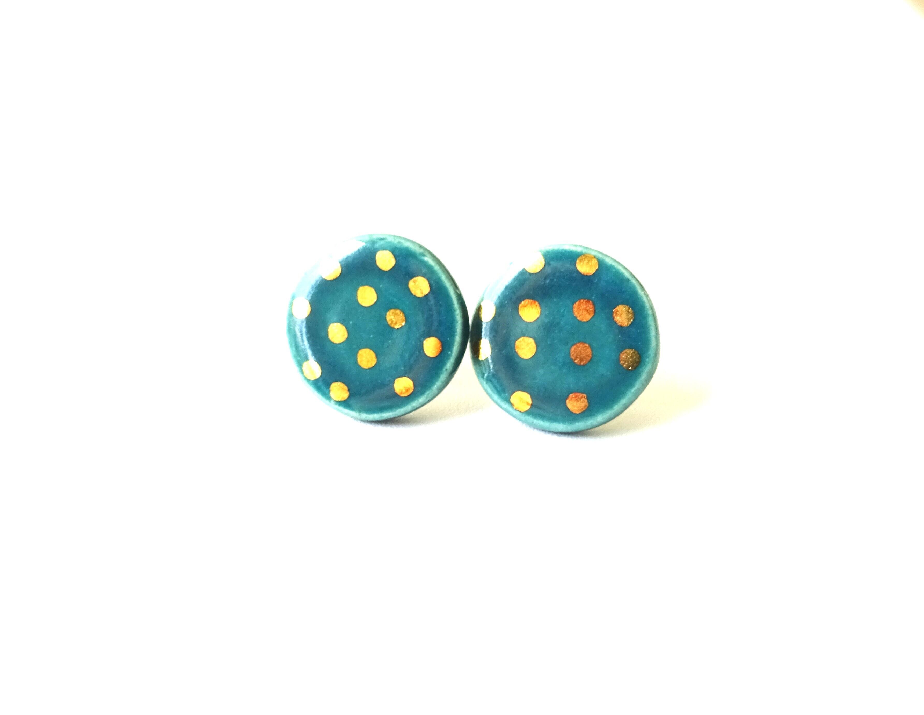 金彩dot round pierce／earring（深緑）