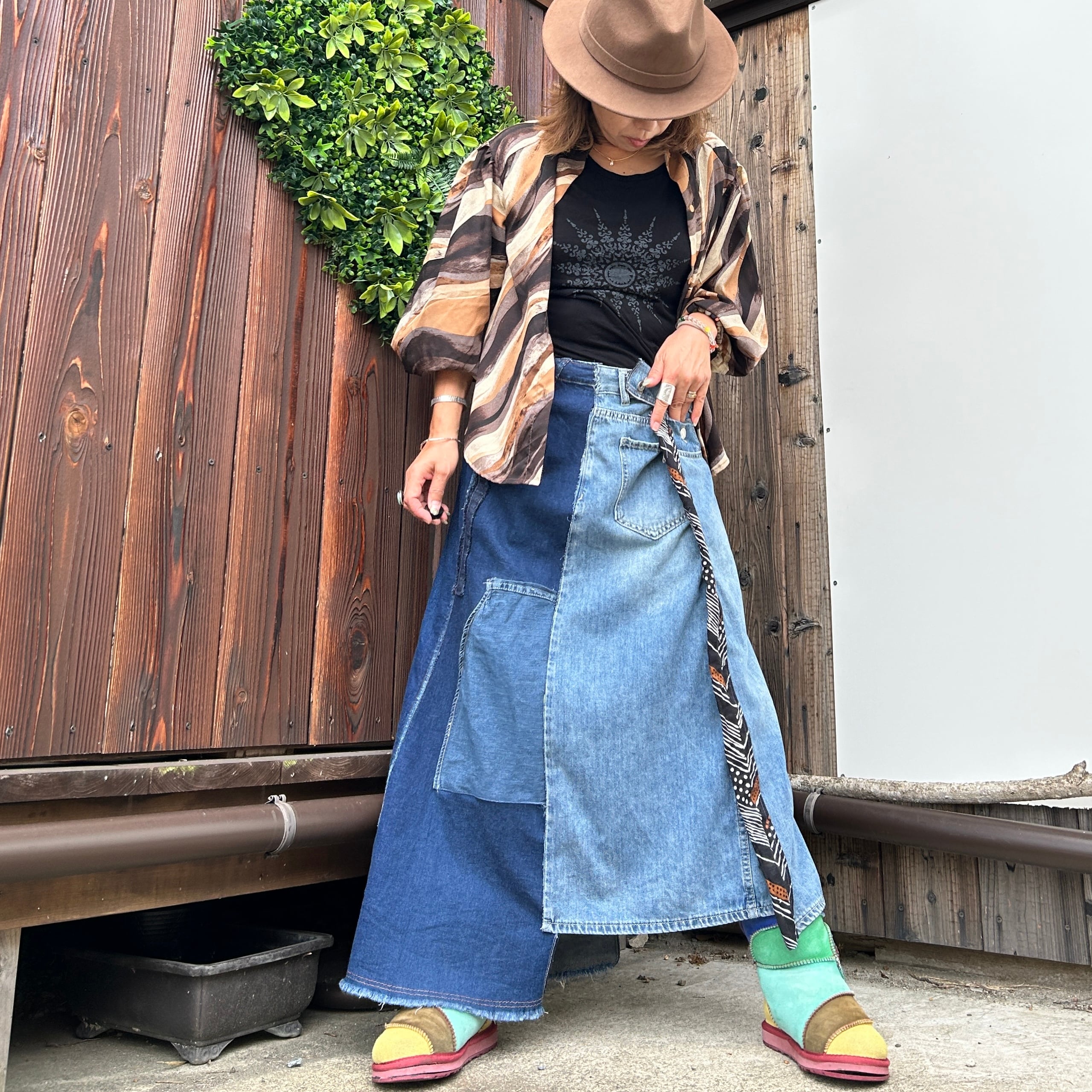 リメイクデニム巻きスカート | アジアン雑貨ルチュ