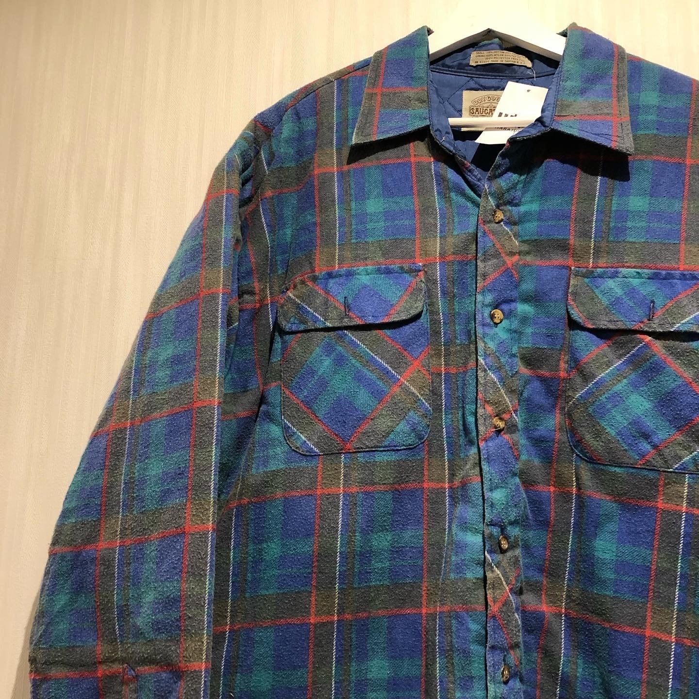 90s SAUGATUCK quilting heavy flannel shirt jacket【高円寺店