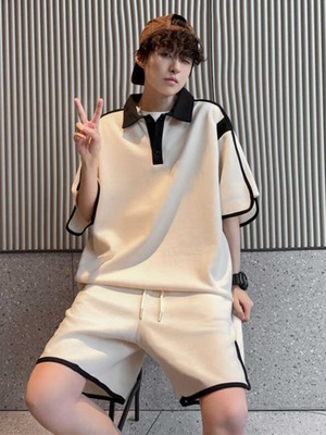 バイカラーラインセットアップ bt1481【韓国メンズファッション】