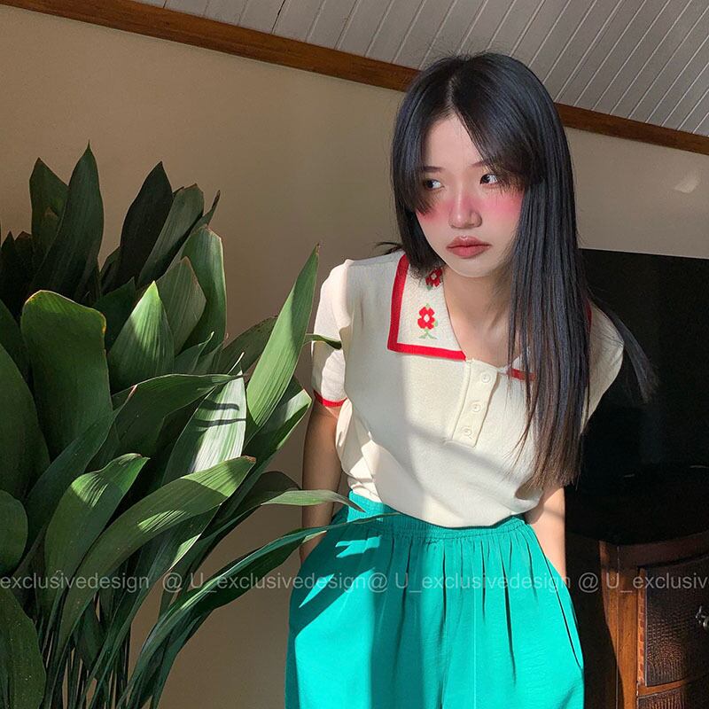 カラーセーター レディースサマー薄手カジュアルシャツ ピンク 夏物 ビッグFスモールZ韓国36670919935