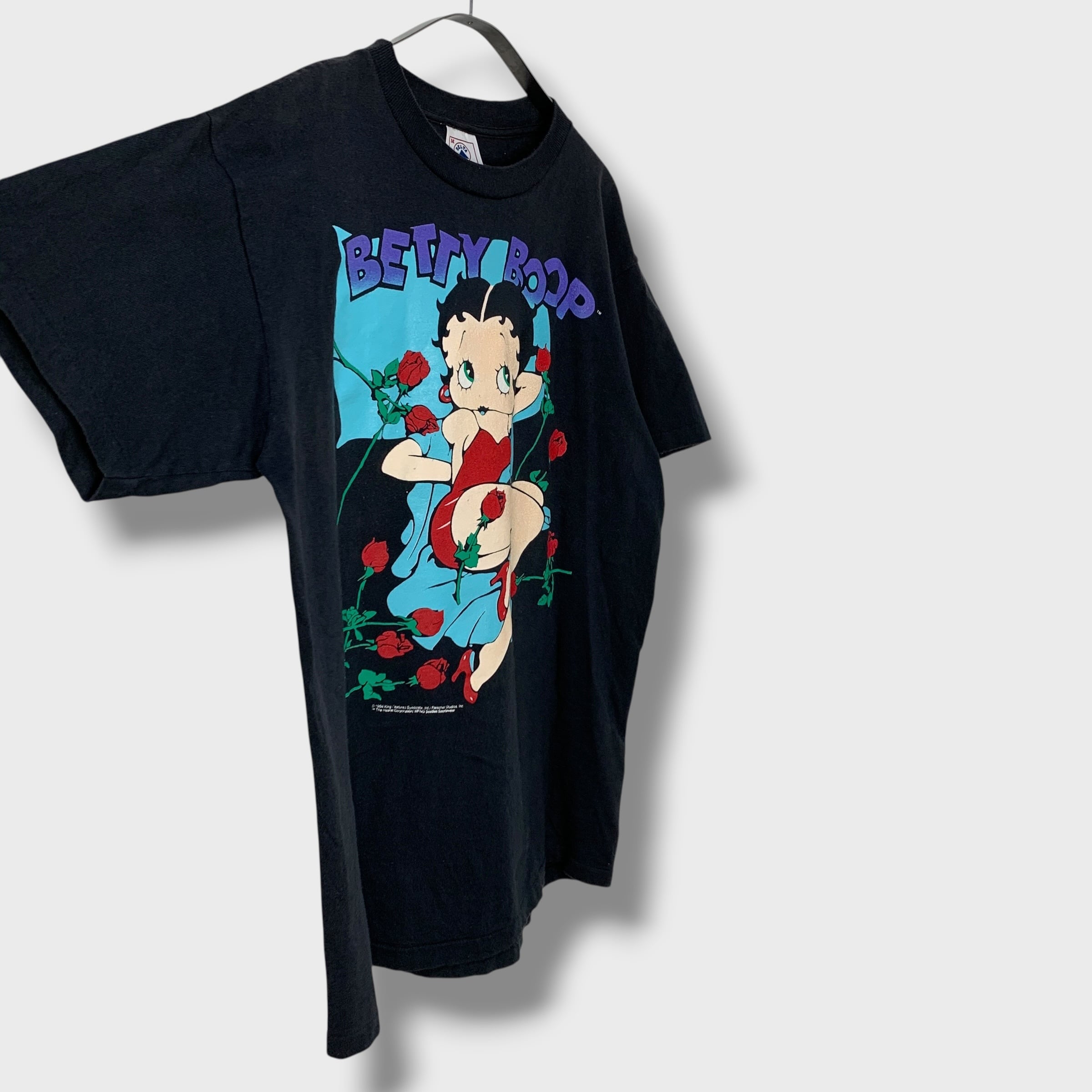 90s BETTY BOOP ベティ キャラクター Tシャツ バラ M 黒USA | 古着屋 Uan