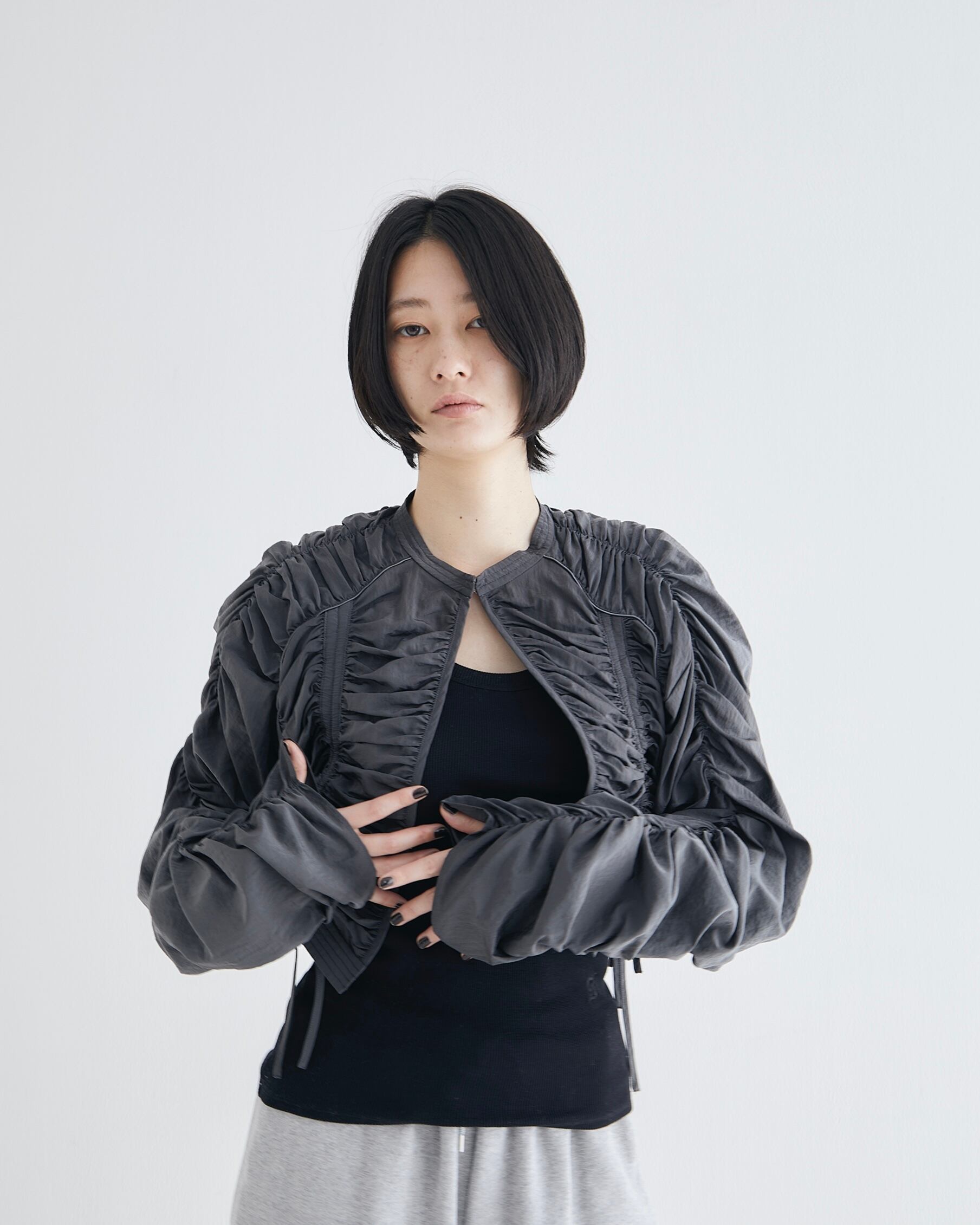 Bright Gather Blouse(GRAY) | selenahelios