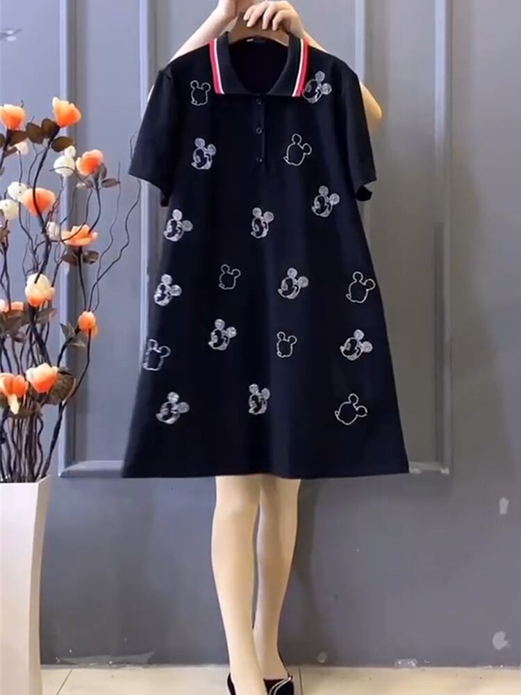 スプリングカラードレス ボタンスカート 大きめサイズ 春物 ミックスインファッション78786193593