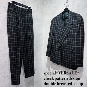 special"VERSACE"check pattern design double breasted set up