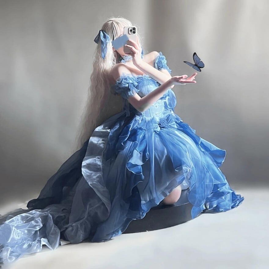ロリィタドレス ロングドレス トレーン付き プリンセスドレス パーティ