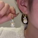 【日本倉庫即納】 ピアス 韓国 揺れる パールリボンピアス
