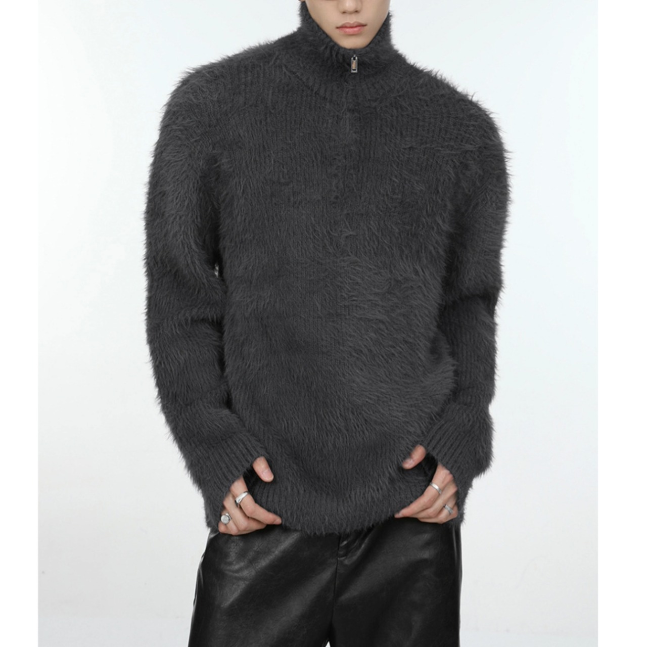 High Neck Zip Sweater / M–3XL　TB2635・画像5