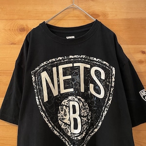 【UNK】NBA ブルックリンネッツ Tシャツ Brooklyn Nets バスケ NETS XL オーバーサイズ ラバープリント us古着 アメリカ古着