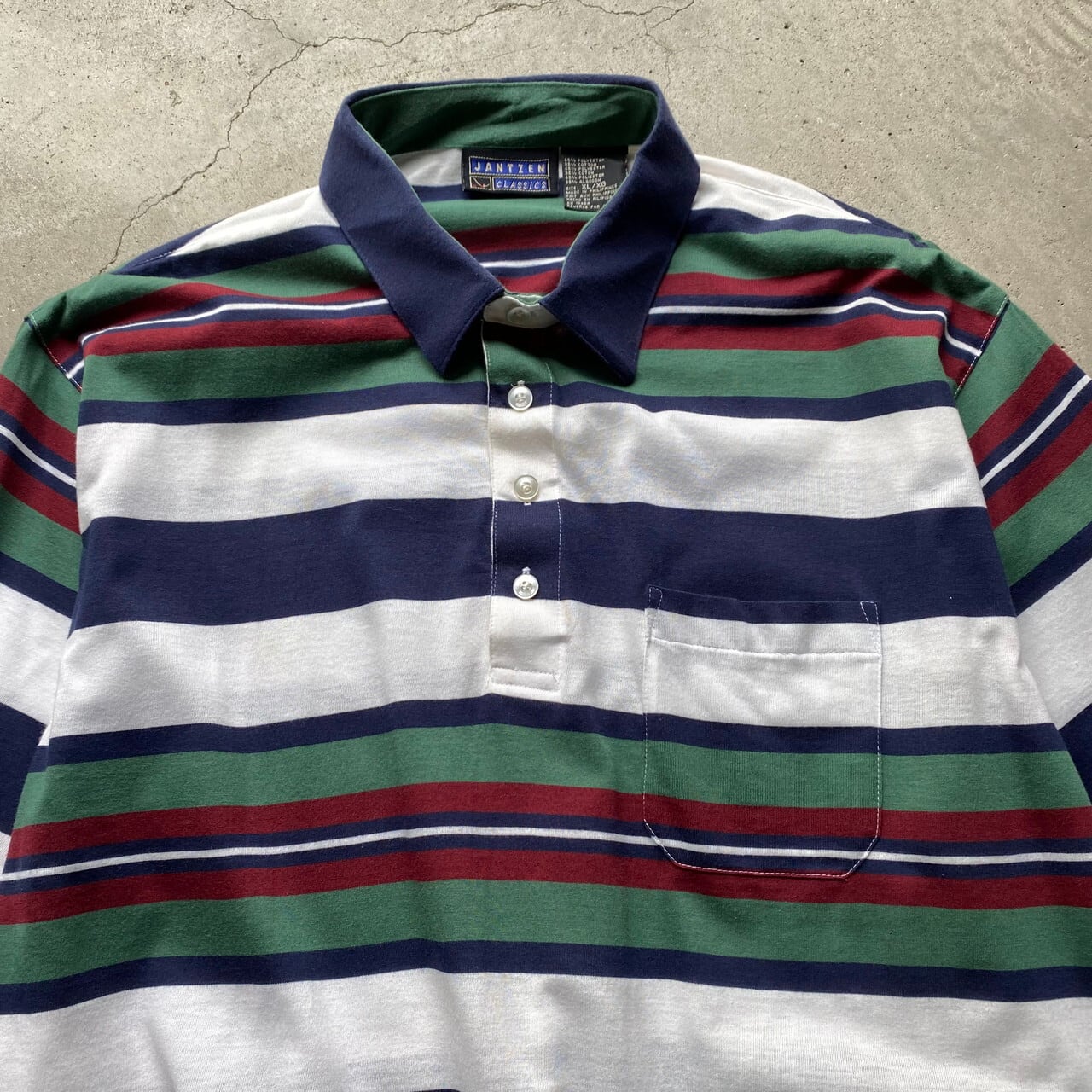 90年代 JANTZEN ジャンセン マルチボーダー ポロシャツ メンズXL 古着