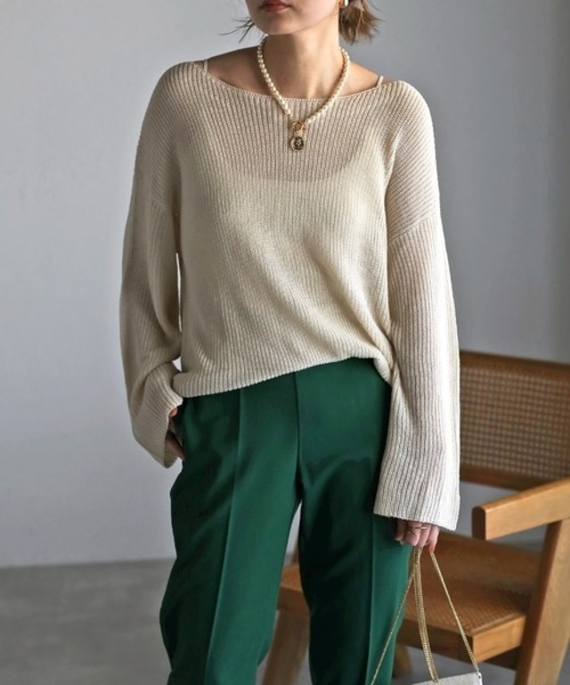 リネンライククルーネックニット