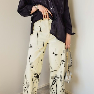 dries van noten  outsider art white denim pants