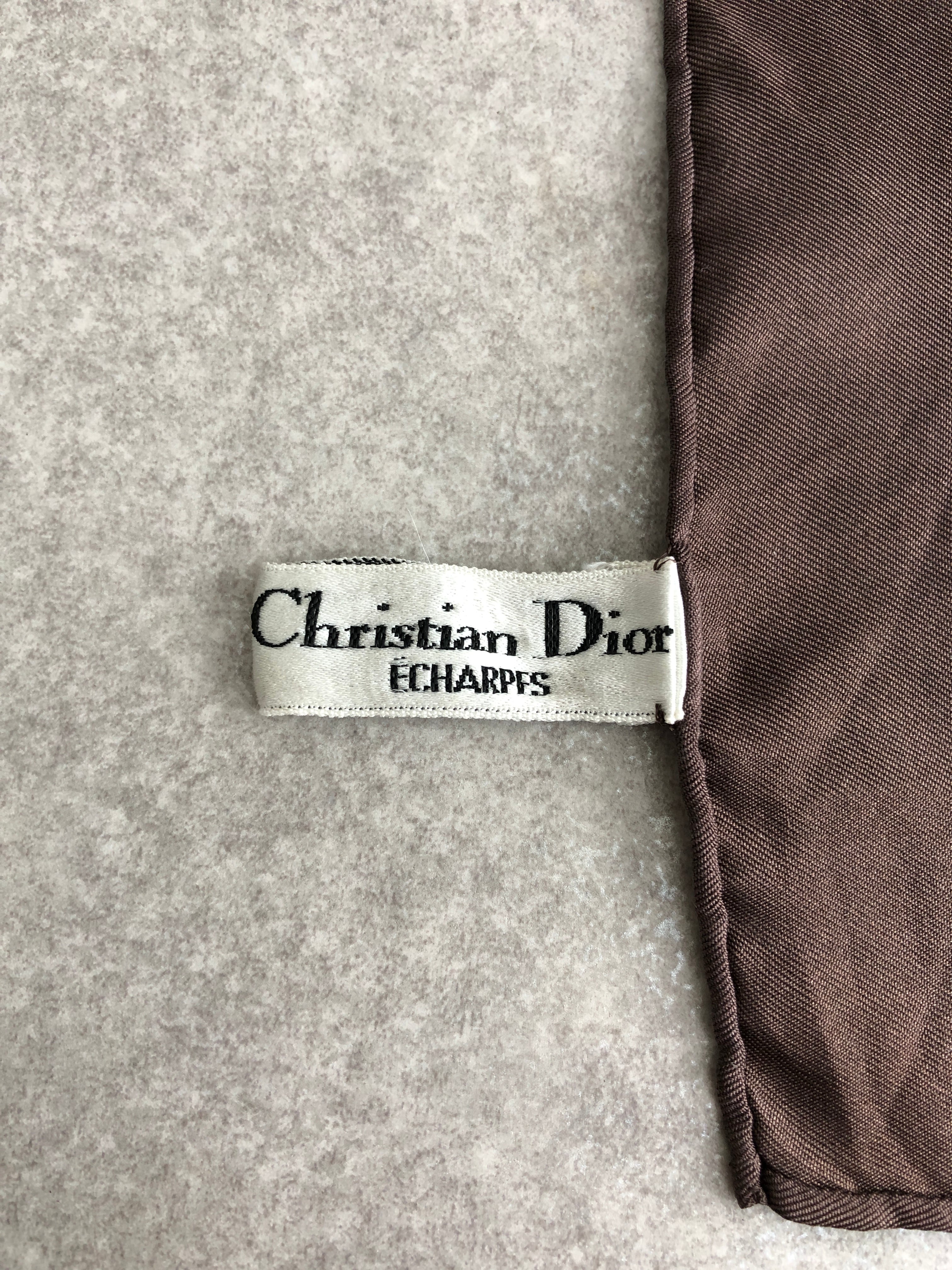 Christian Dior クリスチャン ディオール スカーフ ブラウン×ホワイト