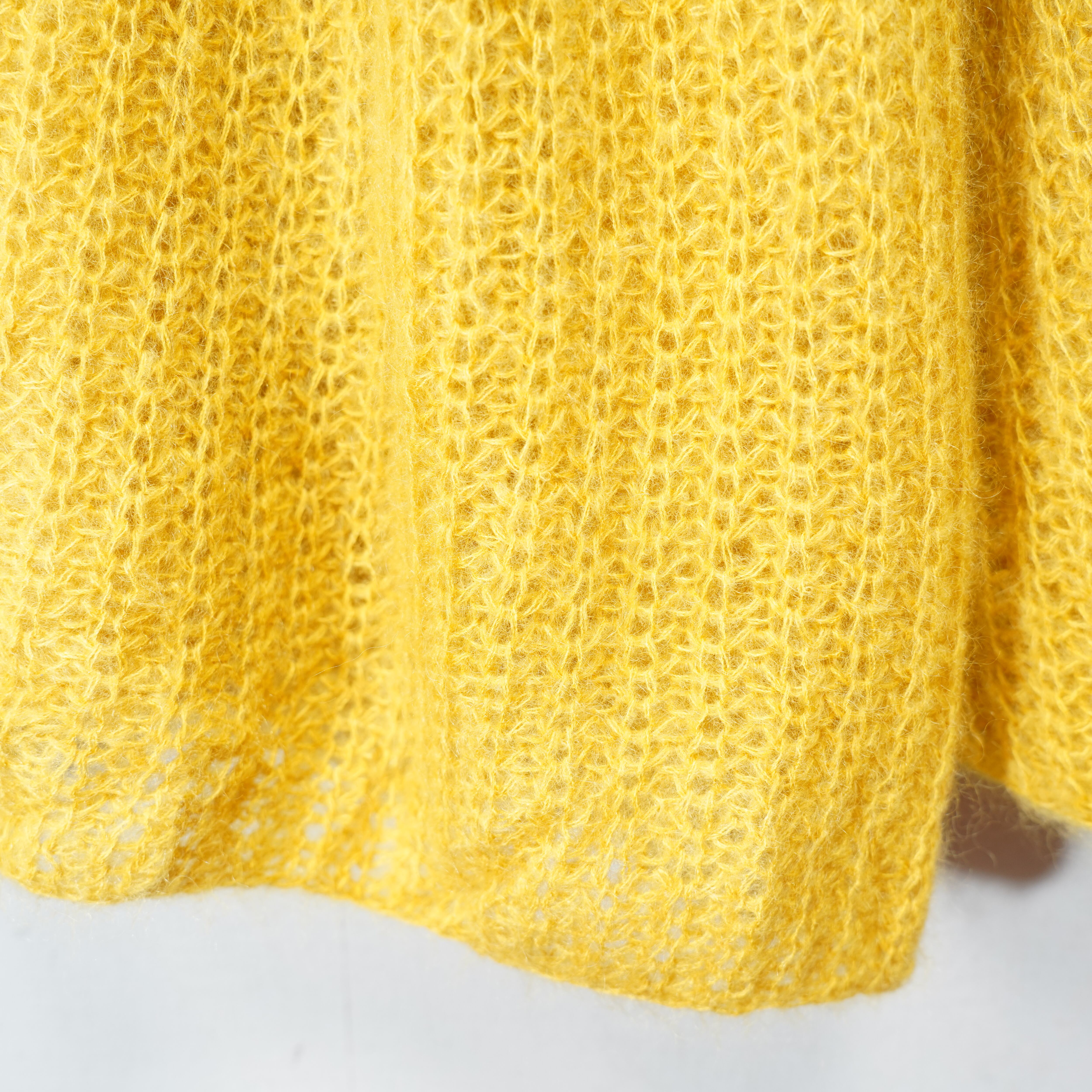 EU VINTAGE YELLOW COLOR MOHAIR OVER KNIT/ヨーロッパ古着イエロー ...