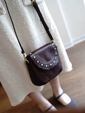 Rosalie Scallop Leather Shoulder Bag F0787