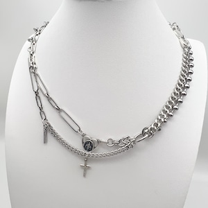 Heart Maria and Cross Necklace