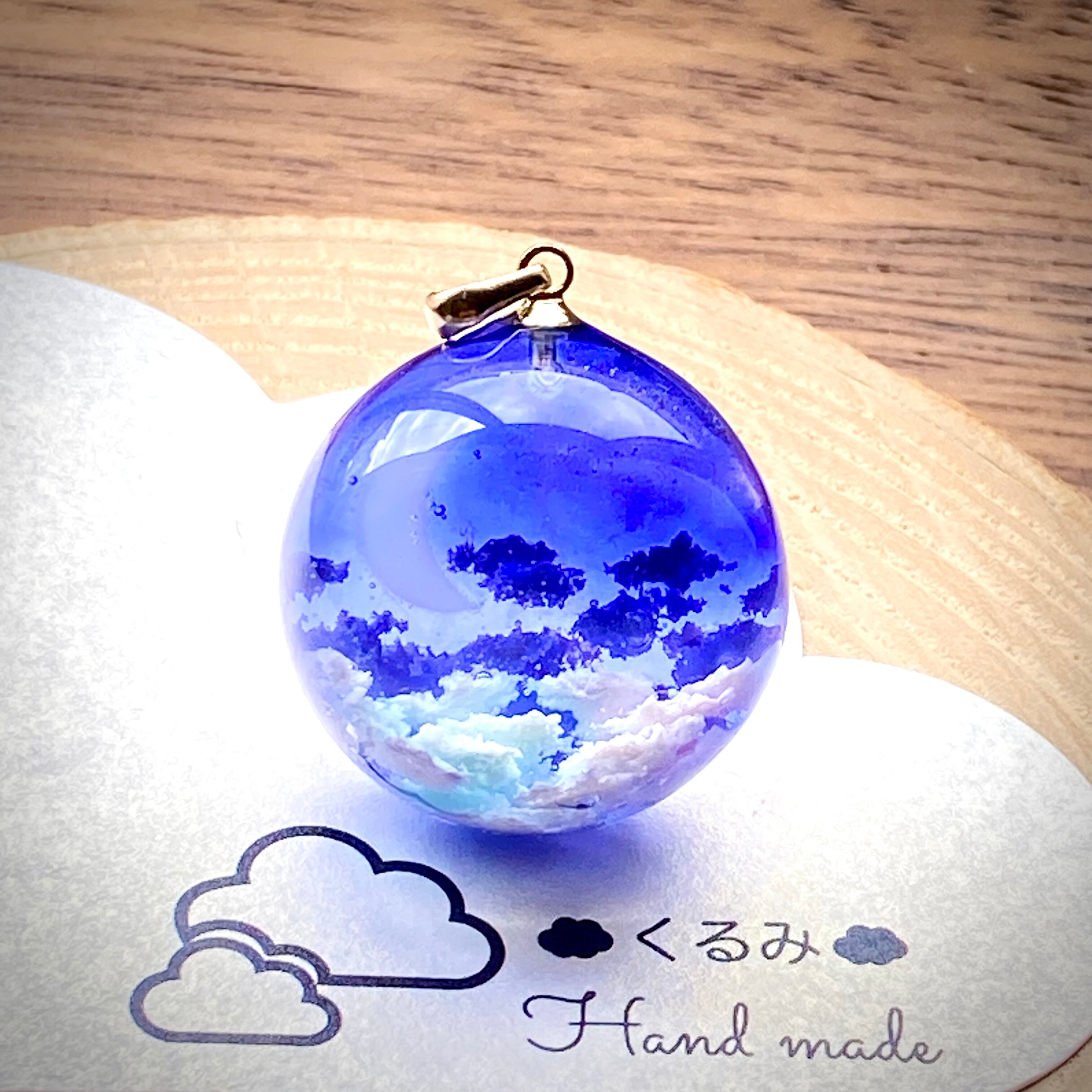 半球の雲レジン 夜空 三日月と天の川 D