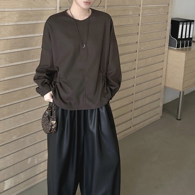 Gathered waist loose pullover【3color】 C1619