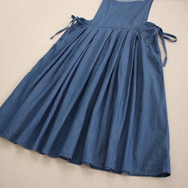 サイドリボンデニムエプロンワンピース W0895 | Wild❁Garden