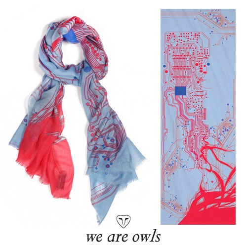 【ダメージセール品の為、返品不可】we are owls （ウィアーオウルズ） Brain 【blue】 (シルクカシミア大判ストール）