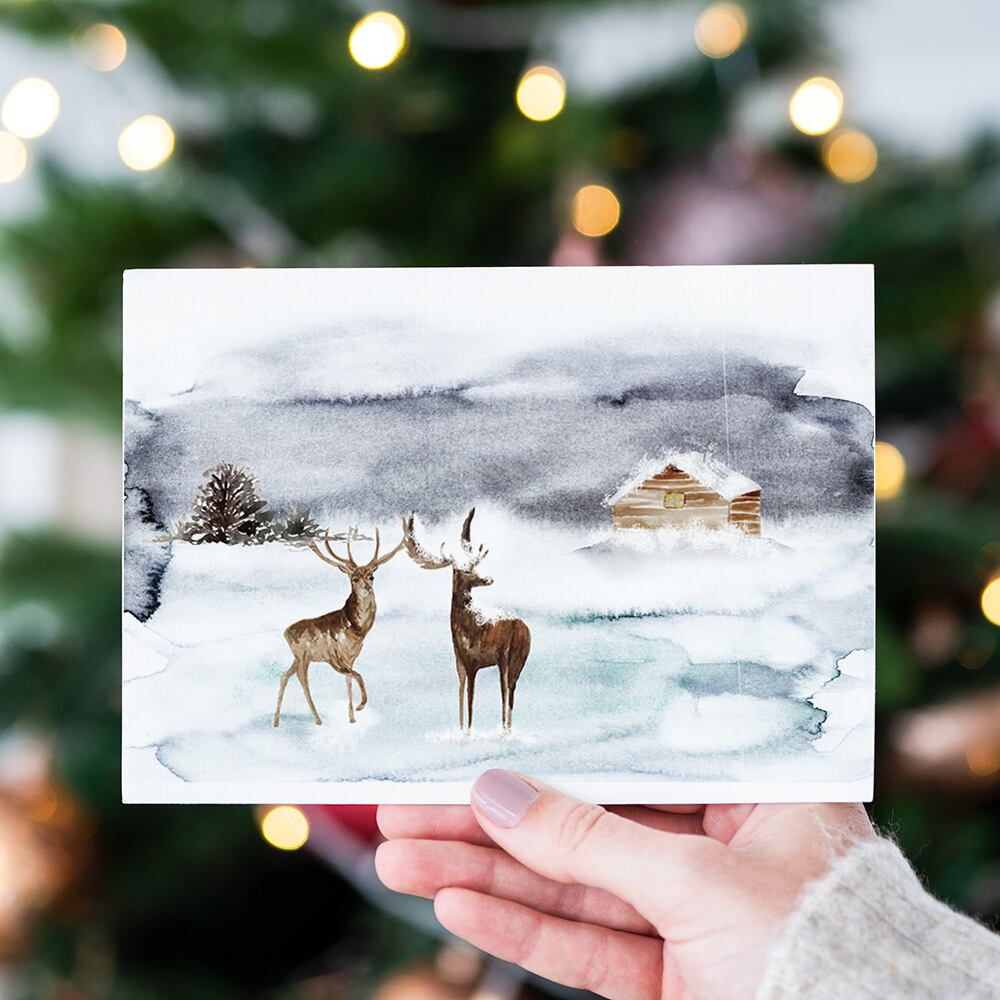 ポスター 森の冬景色 鹿 / i0881 / 冬の森 雪景色が広がる風景 森や山