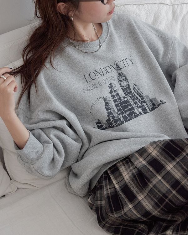 Drop shoulder print sweat ◇2color TH3683