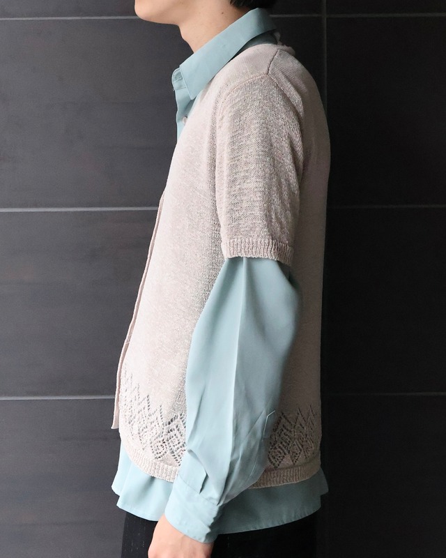 coloring sheer half sleeve cardigan