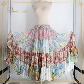 ベリーダンス 衣装 Garam garam ガラムガラム ジプシースカート 25ヤード ジプシースタイル ホワイト系 カラフル 花 花柄 総柄 かわいい 白 黄 青 紫 華やか 薄い 軽い ティアード スカート ピンク系 ブルー系 パープル系 イエロー系