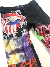 ミリタリー・・ロックT リメイク5ポケットパンツ ROCK T-SHIRTS EMBROIDERY REMAKE PANTS