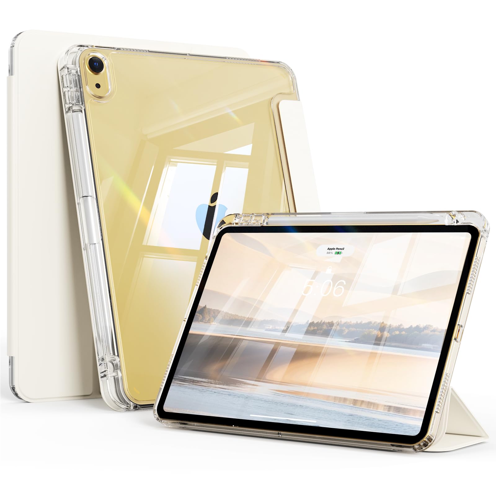 zoyu 対応 iPad Air 11 インチ M4/M3/M2、iPad Air 5/4 ケース 10.9 インチ 第5/4世代、ホワイト